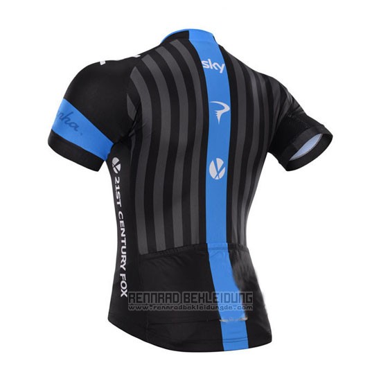 2015 Fahrradbekleidung Sky Azurblau und Shwarz Trikot Kurzarm und Tragerhose